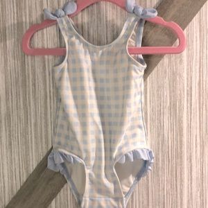 Girls blue gingham bathing suit